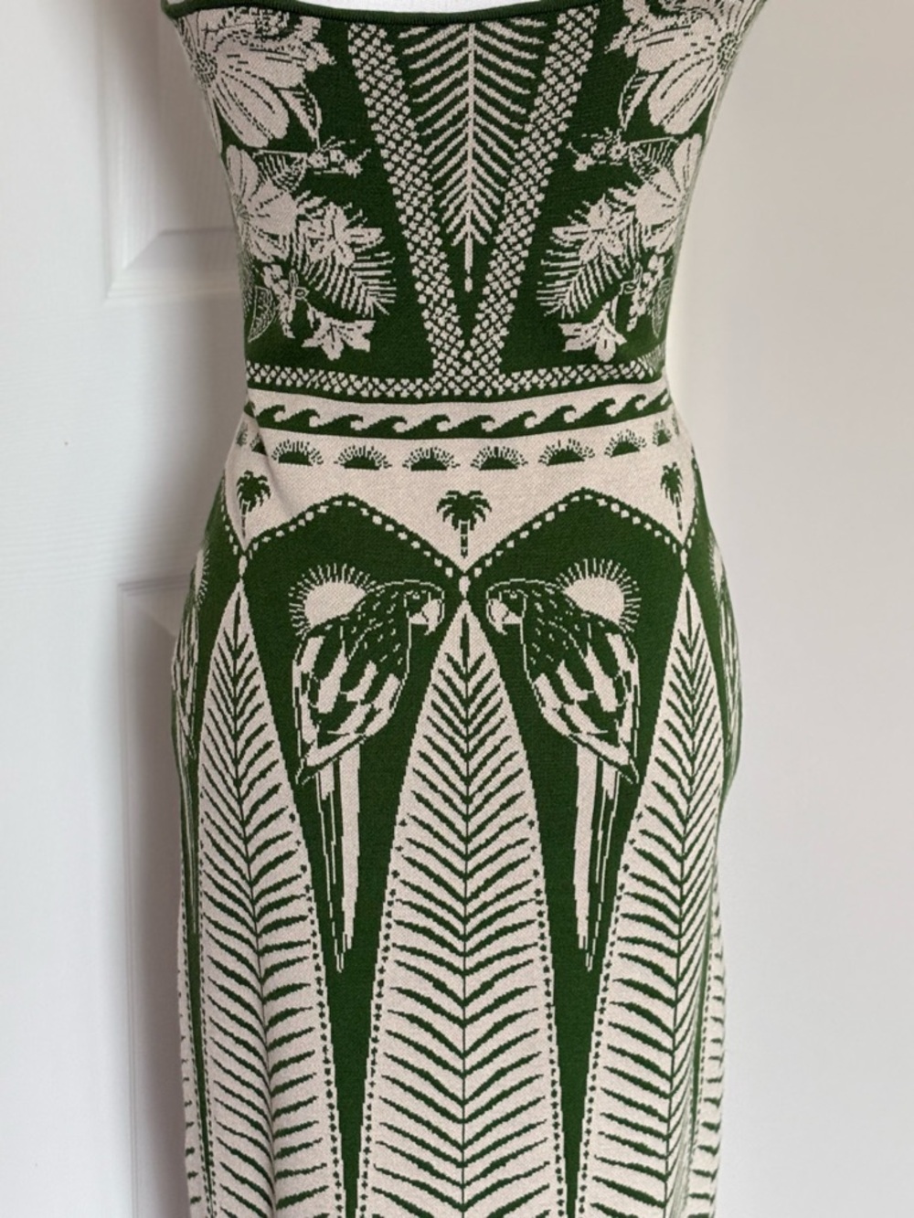 FARM Rio Green and Cream Macaw Knit Midi Dress - Picture 3 of 7